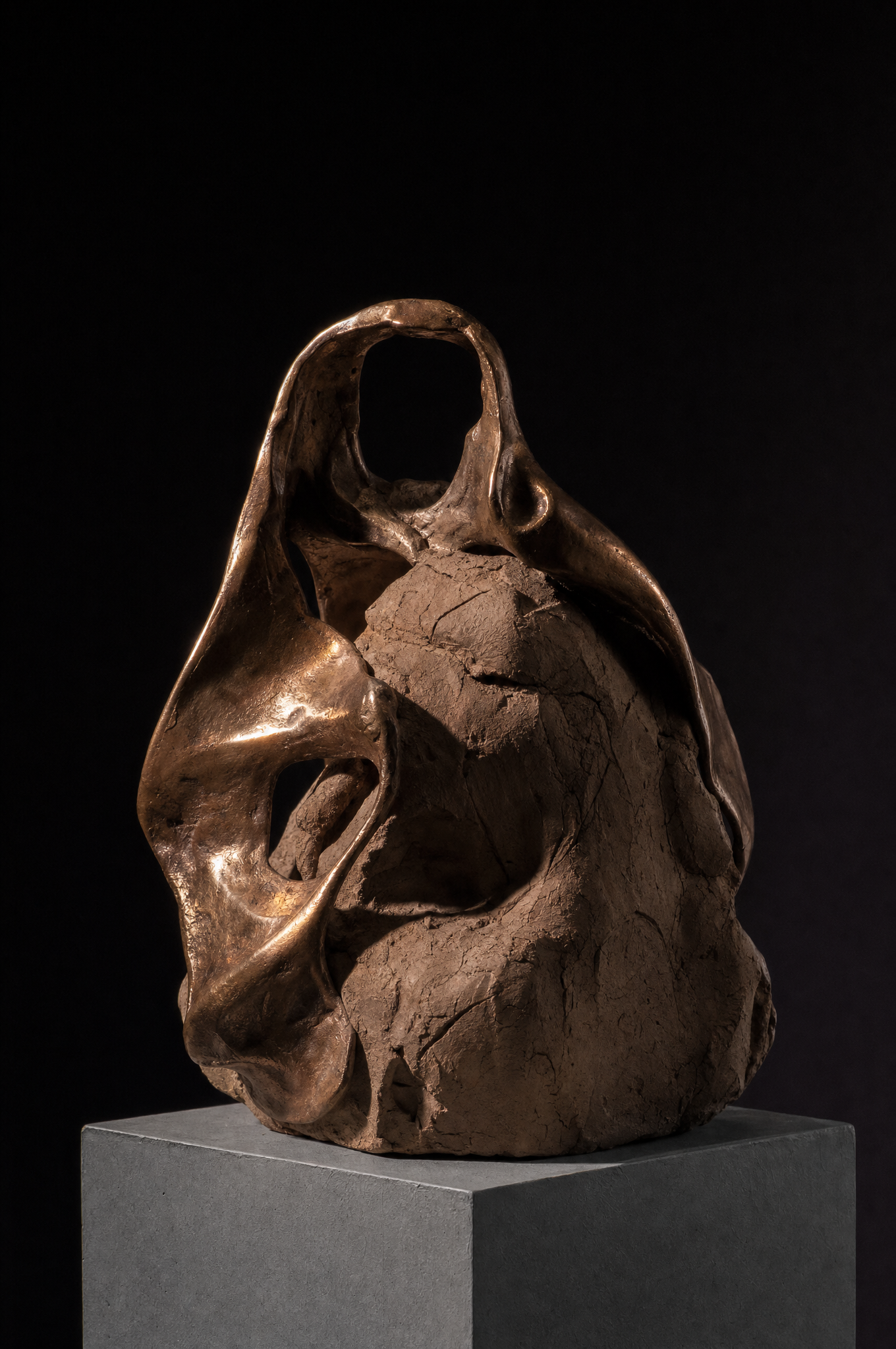 Levee Stone (No. 2) by Daniel Reyes, cast gypsum and yellow pine, 2023